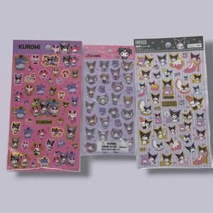 Sanrio Kuromi Sticker Sheets Lot of 3 Kawaii Japan Planner Scrapbook Crafts